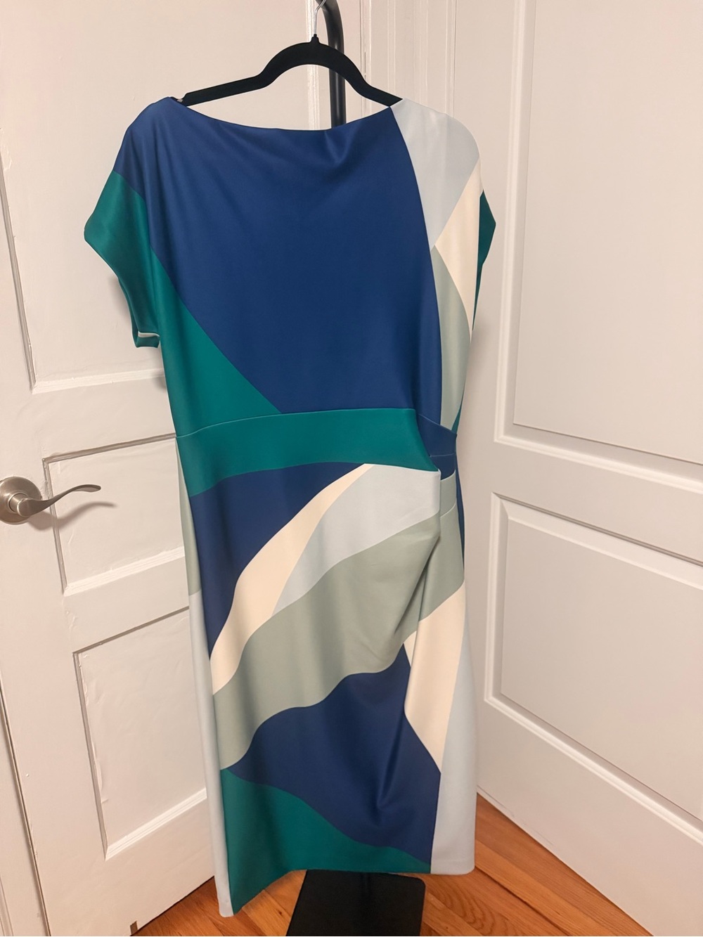 Donna Karen Blue & Teal Geometric Midi Dress